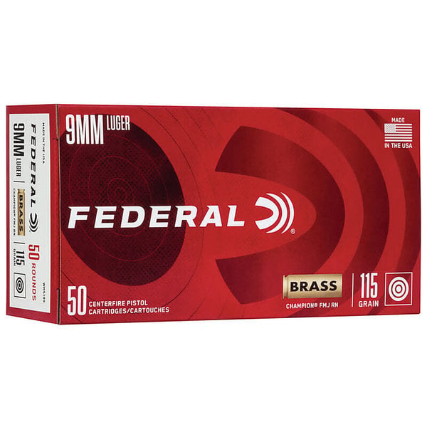 FEDERAL 9mm 115gr Champion Training FMJ 50ct
