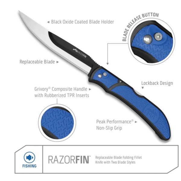 OUTDOOR EDGE 5.0" RazorFin Replaceable Blade Folding Fillet Knife