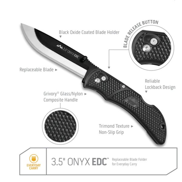 OUTDOOR EDGE 3.0" ONYX EDC Replaceable Blade Carry Knife