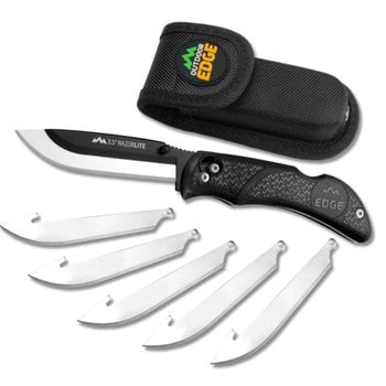 OUTDOOR EDGE 3.5" RazorLite Replaceable Blade Hunting Knife Black-Oxide