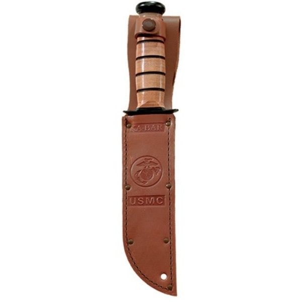 KA-BAR USMC Utility Serrated w/Leather Sheath