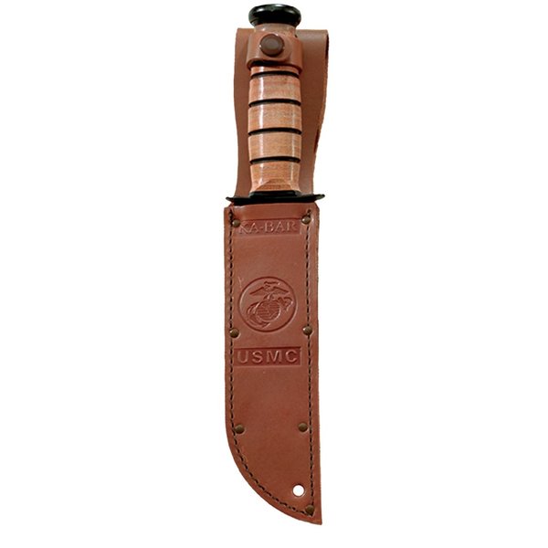 KA-BAR USMC Short Straight w/Leather Sheath