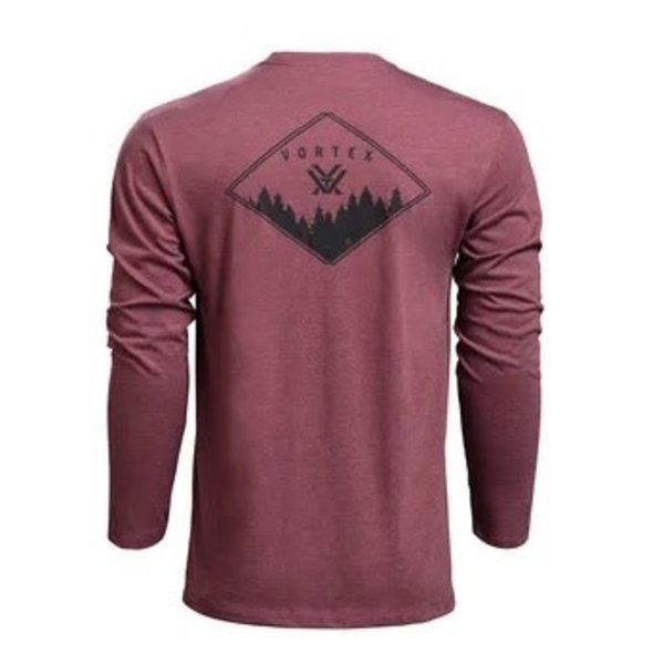 VORTEX Diamond Crest Long Sleeve Shirt Burgundy Heather