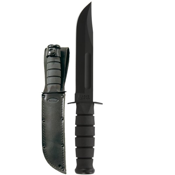 KA-BAR Full Size Straight w/Leather Sheath Black