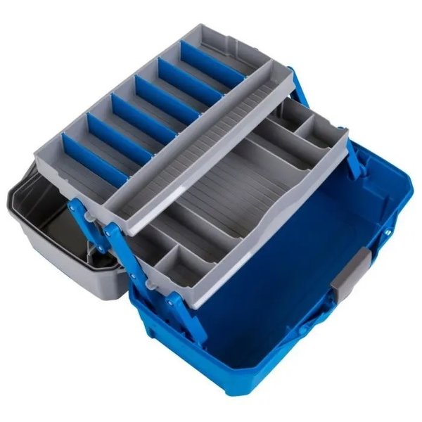 FLAMBEAU OUTDOORS 2-TRAY HARD TACKLE BOX Blue w/FLIP TOP 1 COMPARTMENT