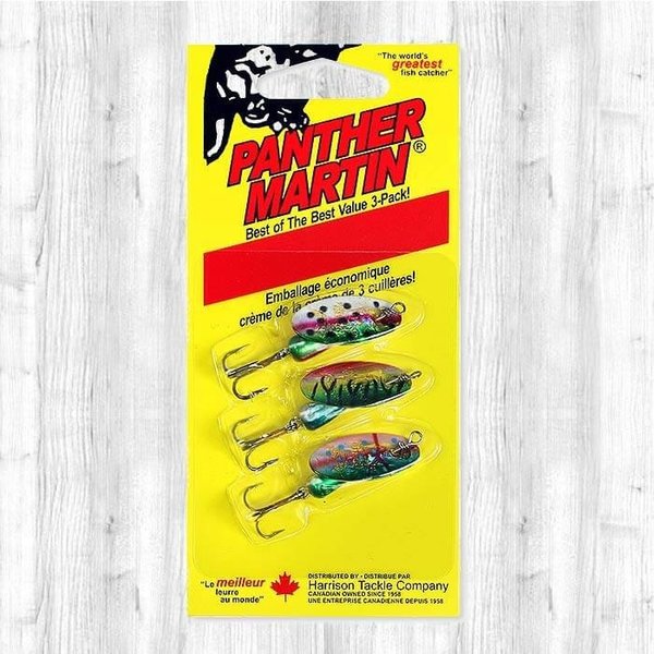 PANTHER MARTIN HOLOGRAPHIC SPINNERS TREBLE HOOK 3pk 1/8oz