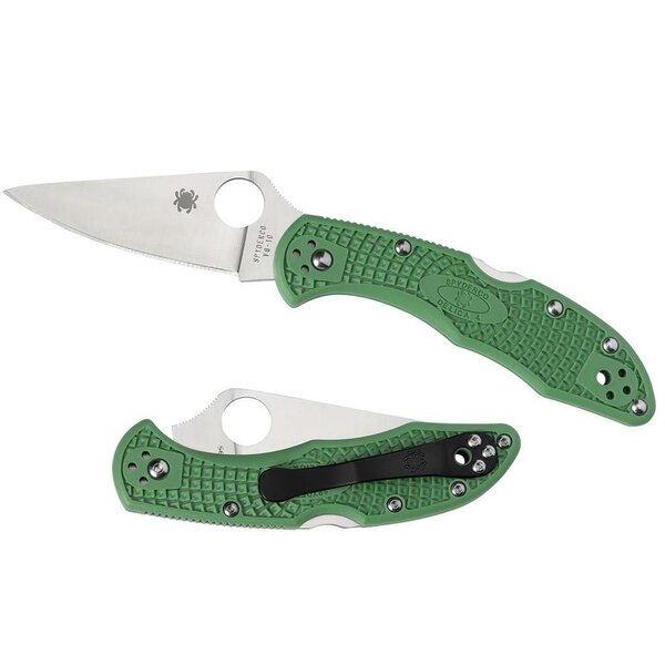 SPYDERCO Delica 4 Lightweight Plainedge Green Flat Ground