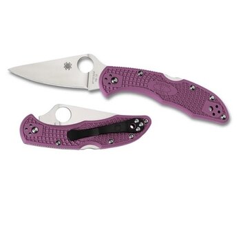 SPYDERCO DELICA 4 LIGHTWEIGHT PLAIN EDGE Purple Flat Ground