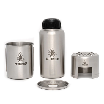 PATHFINDER 32oz SS Water Bottle + Cup + Stove Set