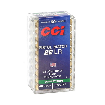 CCI PISTOL MATCH 22 LR 40gr LEAD RN 50ct