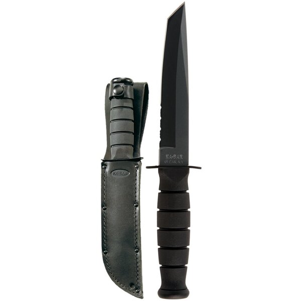 KA-BAR Short Tanto Serrated w/Leather Sheath