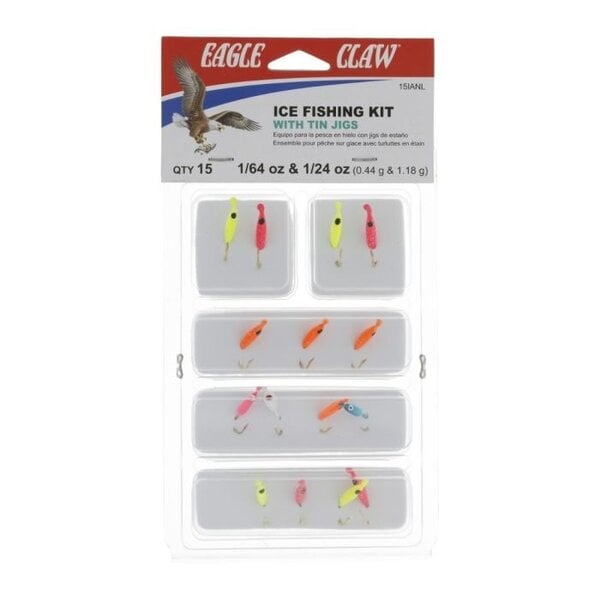 EAGLE CLAW 15 pc ICE JIG ASSORTMENT