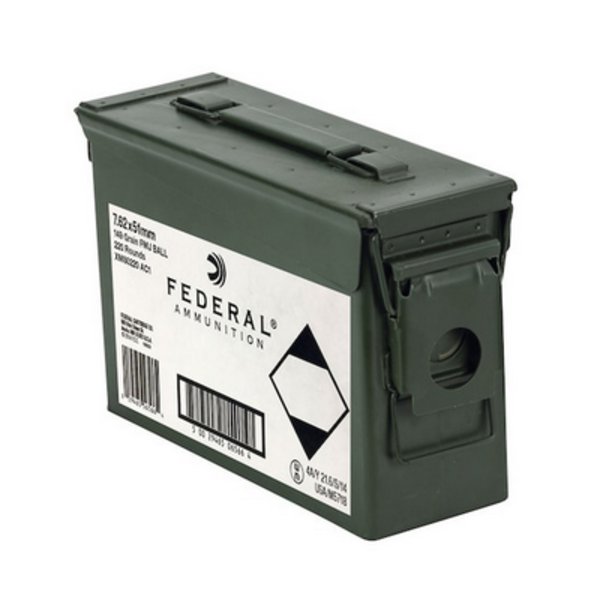 FEDERAL 7.62x51mm 149gr FMJ BALL 220rd AMMO CAN