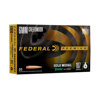 FEDERAL 6mm Creedmoor 107gr Gold Metal Sierra MatchKing BTHP 20ct