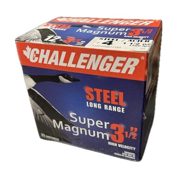 CHALLENGER 12ga 3-1/2" 1-1/2oz Super Magnum Steel #4 25ct