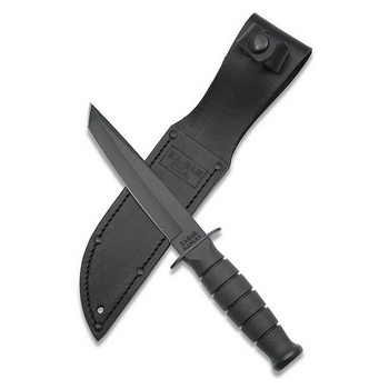 KA-BAR SHORT TANTO STRAIGHT Black w/Leather Sheath