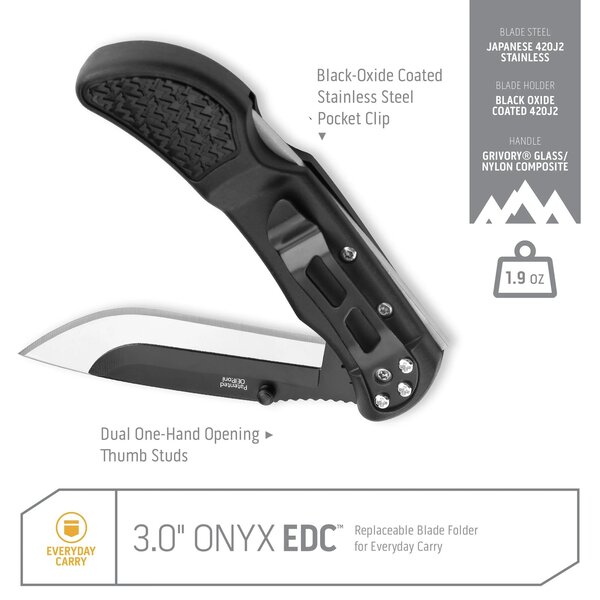 OUTDOOR EDGE 3.0" ONYX EDC Replaceable Blade Carry Knife