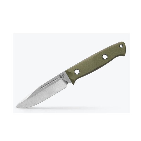 BENCHMADE BUSHCRAFTER DROP POINT S30V G10 w/LEATHER SHEATH OD Green