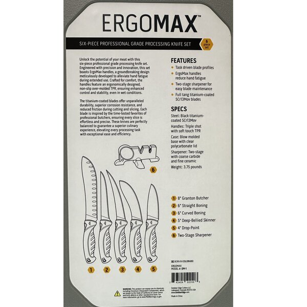 OUTDOOR EDGE Ergo Max 6pc Professional Grade Processing Knife Set