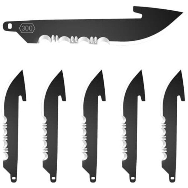 OUTDOOR EDGE Razor Safe 3.0" Serrated Drop-Point Replacement Blades Black-Oxide 6 pk