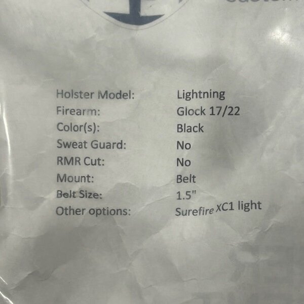 HAMMER ARMAMENT LIGHTNING GLOCK 17/22 HOLSTER (BLK)