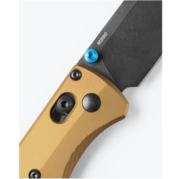BENCHMADE BUGOUT AXIS M390 DROP POINT ALUM Burnt Brass