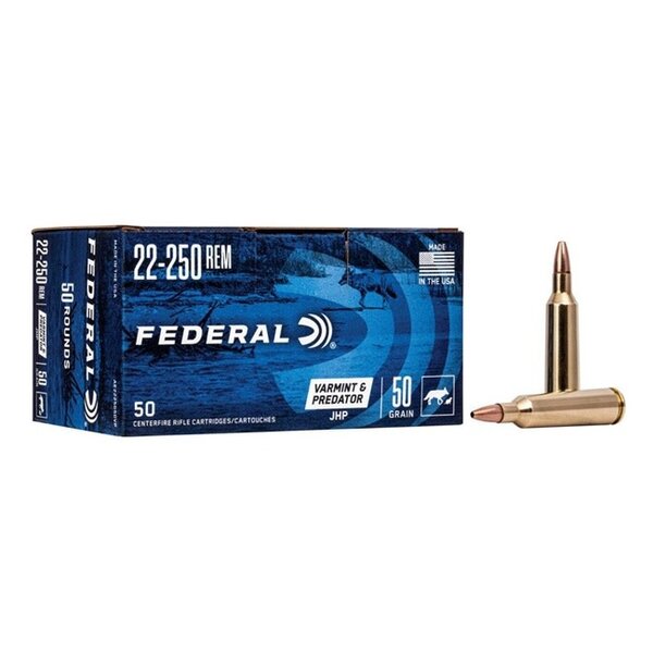 FEDERAL 22-250 50gr VARMINT & PREDATOR JHP 50ct