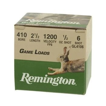 REMINGTON 410ga 2-1/2" 1/2oz 6 SHOT GAME LOADS 20ct