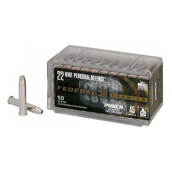 FEDERAL 22 WMR 45gr 50ct Personal Defense Punch JHP 20ct