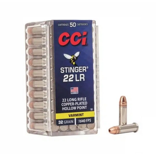 CCI STINGER 22 LR 32gr COPPER PLATED HP 50ct