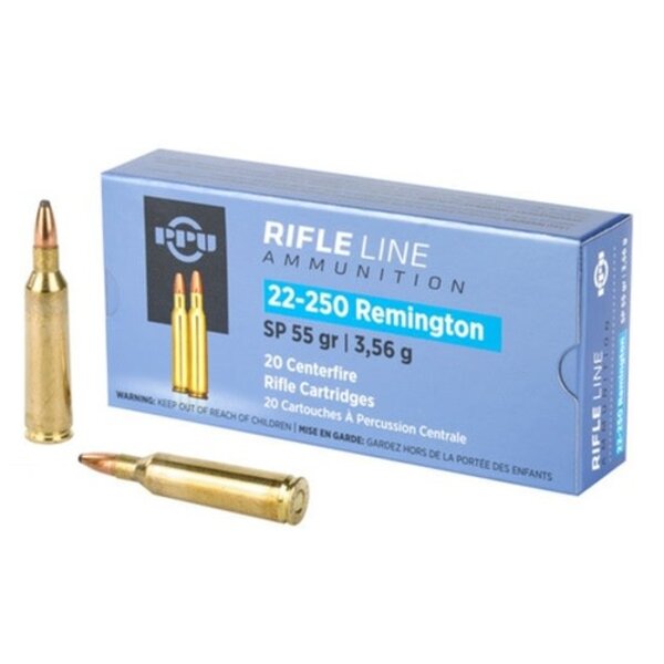 PPU 22-250 REM 55gr SP 20ct