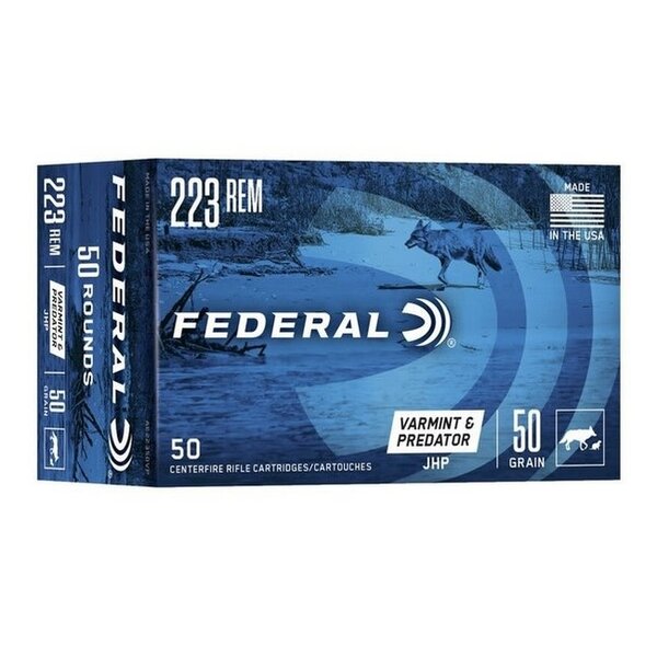 FEDERAL 223 REM 50gr VARMINT & PREDATOR JHP 50ct