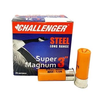 CHALLENGER 12ga 3" #4 1-1/4oz SUPER MAGNUM STEEL LR 25ct