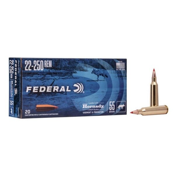 FEDERAL 22-250 REM 55gr VARMINT & PREDATOR 20ct