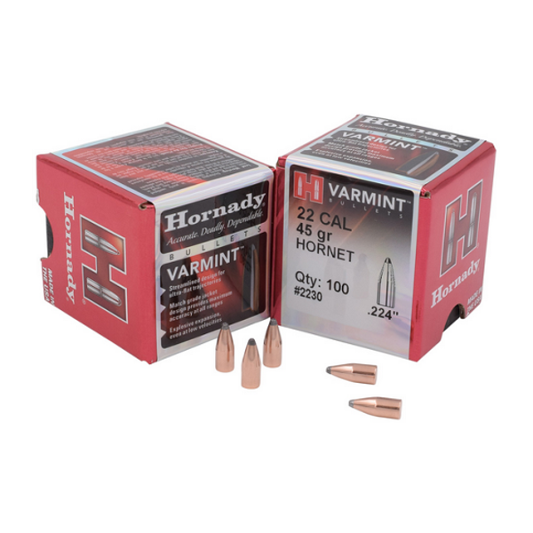 HORNADY BULLETS 22 HORNET .224 45gr VARMINT 100ct