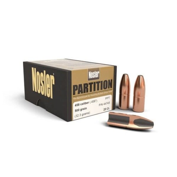 NOSLER BULLETS Partition 458 Cal 500gr Protected Point 25ct