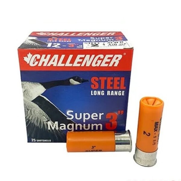 CHALLENGER 12ga 3" 1-1/8oz #2 STEEL LR SUPER MAG 25ct