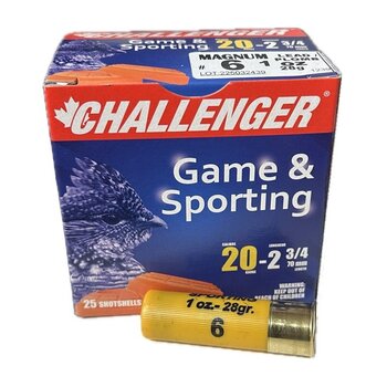 CHALLENGER 20ga 2-3/4" 1oz MAGNUM #6 GAME & SPORTING 25ct
