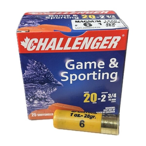 CHALLENGER 20ga 2-3/4" 1oz MAGNUM #6 GAME & SPORTING 25ct