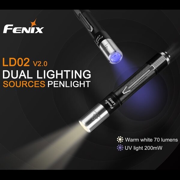 FENIX LD02 V2.0 70 LUMENS DUAL LIGHT SOURCE PENLIGHT
