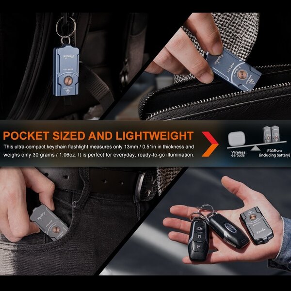 FENIX E03R 500 LUMENS KEYCHAIN LIGHT