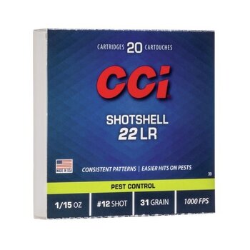 CCI 22 LR Shotshell 31gr 1/15oz #12 1000fps 20ct