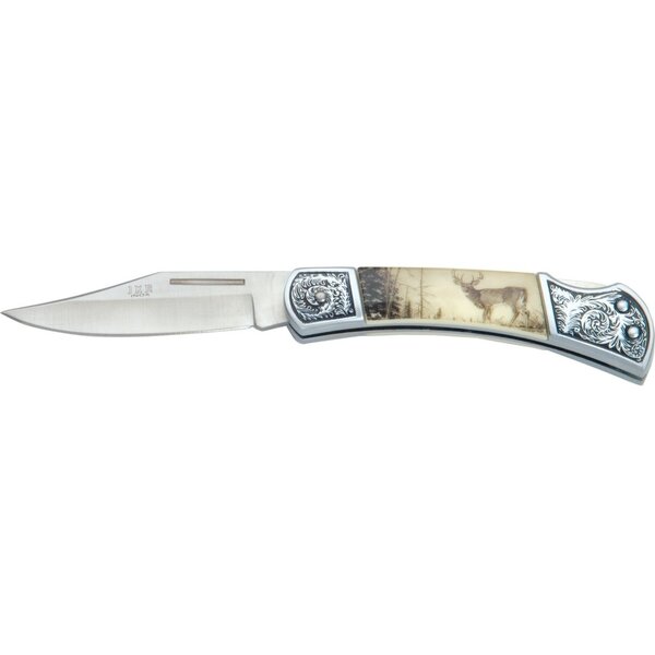 JOKER KNIVES Zamak Handle Decorated Deer Folding Knife