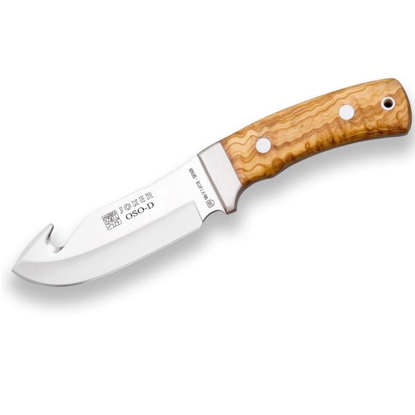 JOKER KNIVES OSD Olive Wood 4.75" Skinning Knife w/Gut Hook