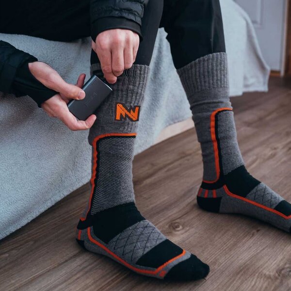 FIELDSHEER Men's Premium Merino Heated Sock 3.7V Dark Grey