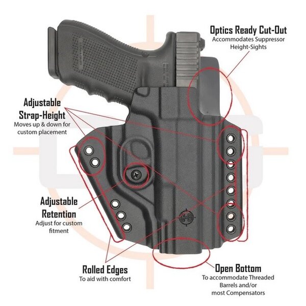C&G HOLSTERS Glock 17/19 | Denali Chest Mounted Kydex Holster System Right Hand XL-4XL