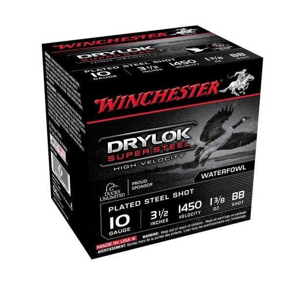 WINCHESTER 10ga 3-1/2" 1-3/8oz BB Waterfowl Drylok Super Steel 25ct