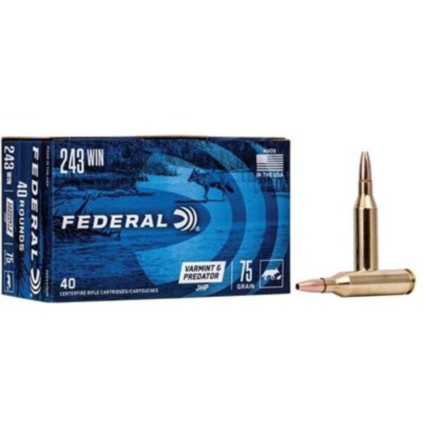FEDERAL 243 Win 75gr Varmint & Predator JHP 40ct