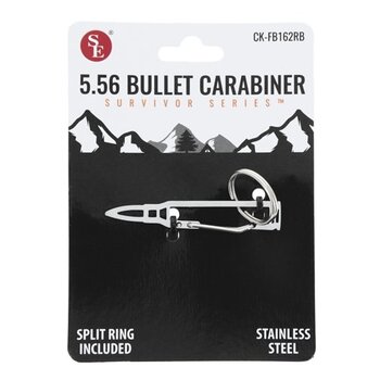5.56 Bullet Stainless Steel Carabiner with Split Ring (1/2" x 2.25")