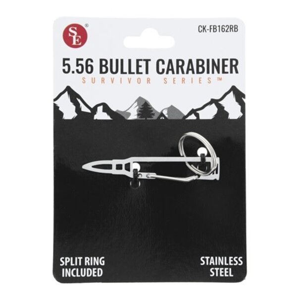 5.56 Bullet Stainless Steel Carabiner with Split Ring (1/2" x 2.25")